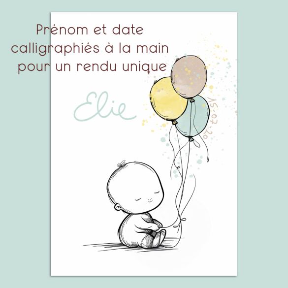 Affiche de Naissance Personnalisée - Calligraphie Artisanale à la Main