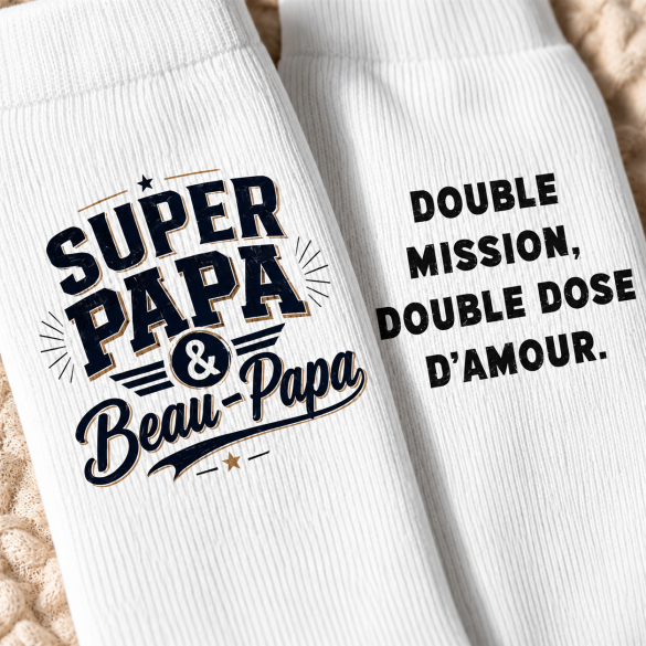 Chaussette blanche personnalisée Beau Papa - Cadeau Fête des père | Beau Papa