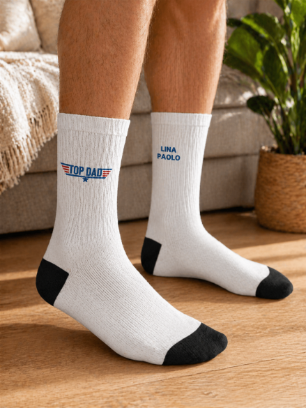Chaussette banche personnalisé Top Dad - Cadeau Fête des pères