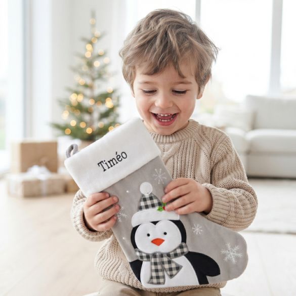 Chaussette de Noël personnalisée avec prénom brodé – Botte de Noël à personnaliser