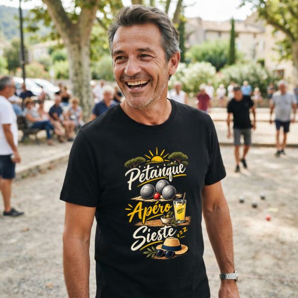 T-shirt Pétanque Apéro Sieste – Cadeau humoristique pour Papy et amateur de pétanque