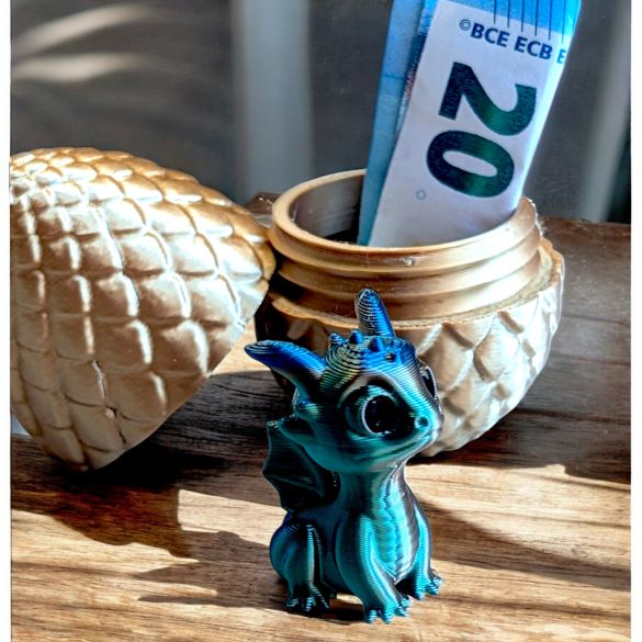 Oeuf surprise Bébé Dragon - Œuf en Or et Dragon Métallisé Tricolore