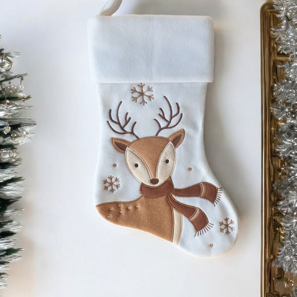 Destockage : Chaussette de Noël déjà brodée, modèle Blanche 2024