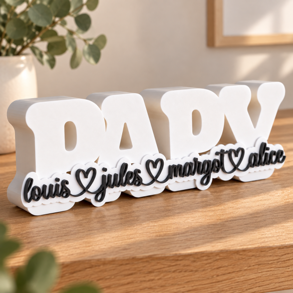 Sculpture déco Papy personnalisée avec prénoms