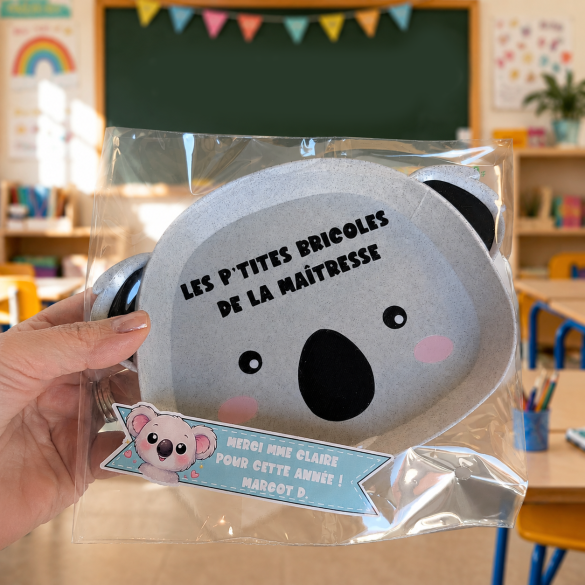 Plateau Koala personnalisable maîtresse – cadeau original fin d’année scolaire