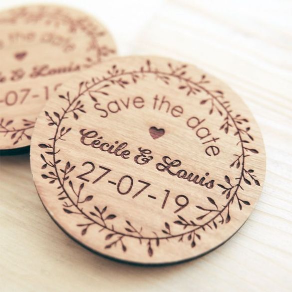 Magnets Save the date personnalisées| Mariage | en bois fleuris