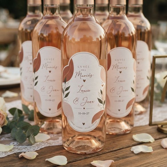 Étiquette personnalisée bouteille de vin Mariage – Cuvée des Mariés