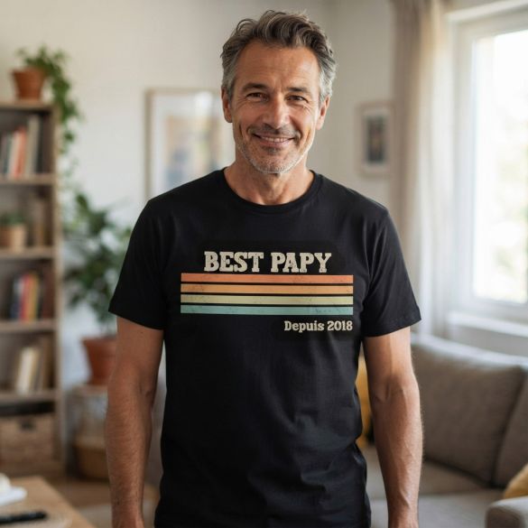 T-shirt personnalisé Best Papy depuis – Cadeau Fête des Grands-Pères et anniversaire
