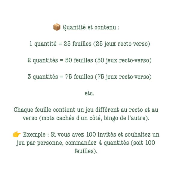 25 Jeux pour les invités du Mariage Bingo et mots mêlés|Accessoire cérémonie mariage|Décoration mariage