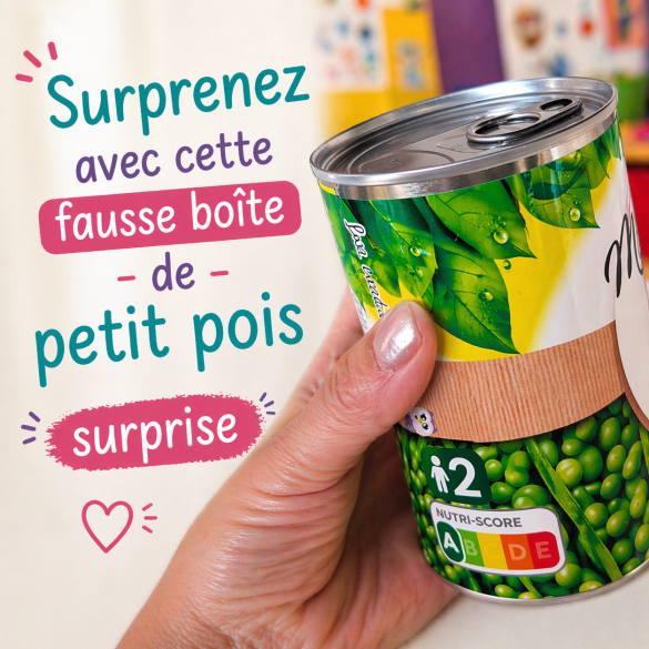 Boite de conserve remplie de bonbon Petits pois | Merci Maîtresse