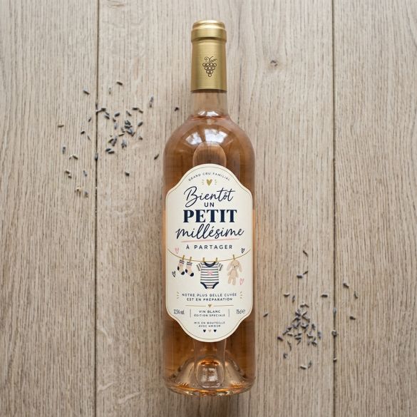 Étiquette bouteille annonce grossesse originale, bientôt un petit millésime, surprise futurs grands-parents, cadeau annonce bébé