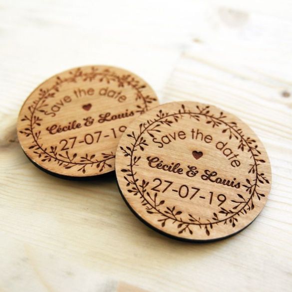 Magnets Save the date personnalisées| Mariage | en bois fleuris
