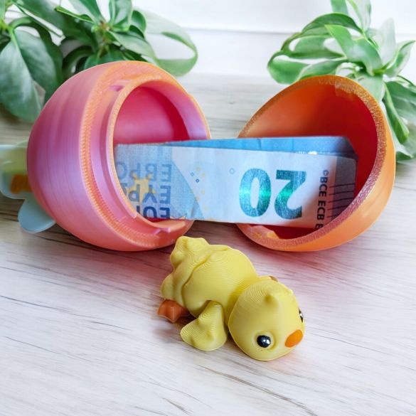 Petit Œuf Surprise Carotte avec son poussin articulé personnalisé - cache billet