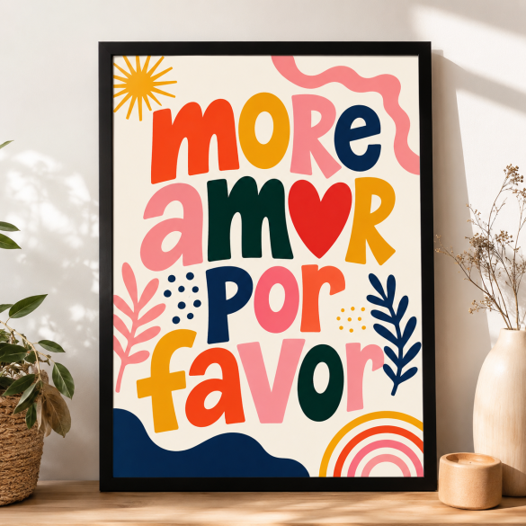 Affiche murale 'More Amor Por Favor' | Décoration murale colorée et tendance