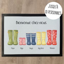 Tapis d'entrée personnalisé Famille & Bottes de pluie