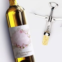Etiquette bouteille vin Spéciale demande au témoin fleurie