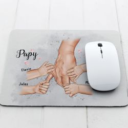 Tapis de souris personnalisé Papy et mains des petits enfants