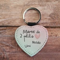 Porte clés simili cuir Petits Coeurs Mamie