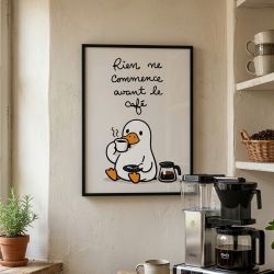 Affiche murale humoristique “Rien ne commence avant le café” | Décoration cuisine