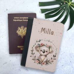 Protège passeport personnalisable Koala girly