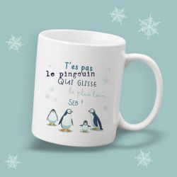 Mug personnalisable "T'es pas le pingouin qui glisse le plus loin"
