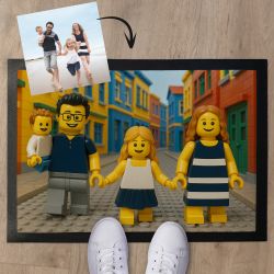 Tapis personnalisé style mini-figurines style LEGO– À partir de votre photo – Déco originale famille ou couple