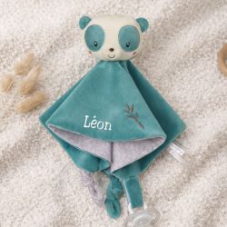 Carré Doudou brodé avec prénom Bamboo - Panda