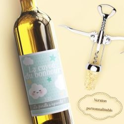 Etiquette bouteille vin personnalisable pour annonce de grossesse