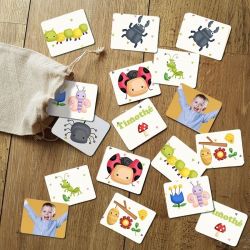 Jeu de mémoire modèle Insectes personnalisé avec photo & prénom de l'enfant (30 pièces)