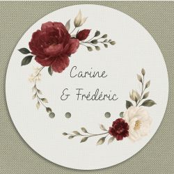 Plateau porte alliances mariage satiné imprimé | Modèle Pivoines