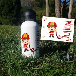 Gourde ou bouteille personnalisée pour enfant modèle Pompier