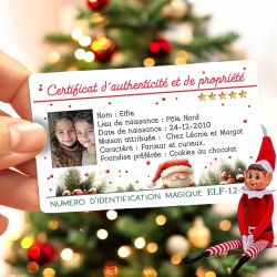 Certificat d’authenticité et de propriété personnalisé Lutin farceur Elfe de Noël