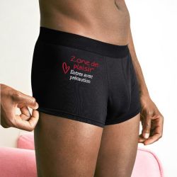 Boxer homme "Zone de plaisir Entrez avec précaution" brodé