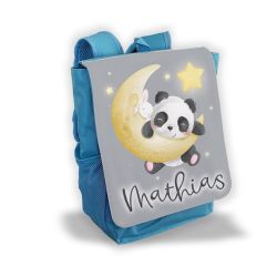 Sac à dos pour enfant personnalisé avec prénom modèle Panda sur la lune