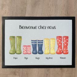 Tapis d'entrée personnalisé Famille & Bottes de pluie