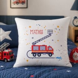 Coussin personnalisé enfant - Camion de pompier - cadeau original et déco chambre enfant