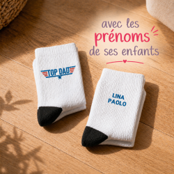 Chaussette banche personnalisé Top Dad - Cadeau Fête des pères