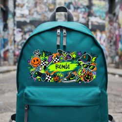 Sac à dos école enfant personnalisé avec prénom | Modèle Smileys - Couleur Emeraude Grand 18L