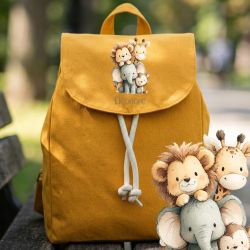 Sac à dos enfant personnalisé avec prénom – Modèle Jungle en coton bio