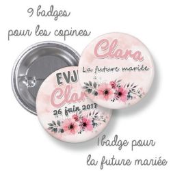Badges EVJF rond grand format en métal - modèle romantique
