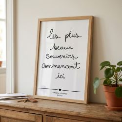 Affiche personnalisée « Les plus beaux souvenirs commencent ici » – Cadeau personnalisé pour nounou, maîtresse, ATSEM ou crèche