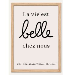 Affiche murale La vie est belle personnalisée