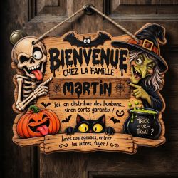 Plaque Halloween personnalisée avec votre nom de famille
