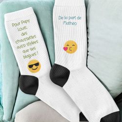 Paire de chaussettes personnalisées Emojis | Fête des Papys