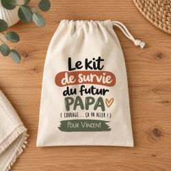 Pochon personnalisé « Kit de survie du futur Papa » – Boîte à papa