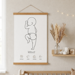Affiche Naissance Taille Réelle Bébé Personnalisée – Echelle 1:1 avec Prénom et Détails de Naissance