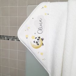 Cape de bain personnalisée en éponge | pour enfant | avec prénom | modèle Panda 2