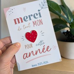 Carte personnalisée avec pin's cœur | Cadeau de fin d'année original à petit prix