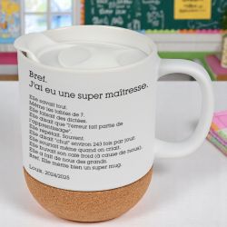 Mug et sa base en liège Bref. pour maîtresse