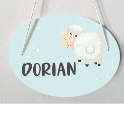 Plaque de porte chambre d'enfant personnalisable - modèle Dorian - Mouton